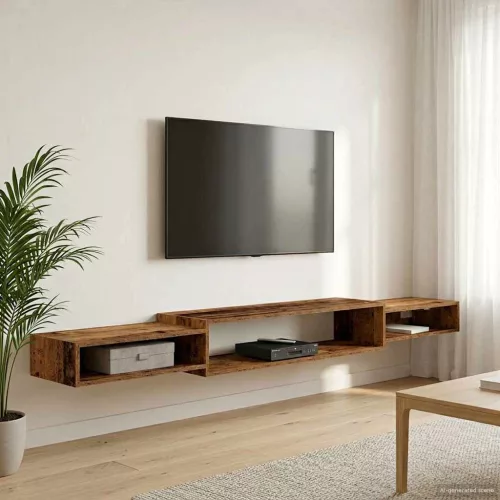 vidaXL Falsítható TV Szekrény Falra szerelhető Antik Fa