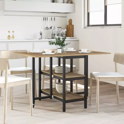 vidaXL Étkezőasztal 122 x 80 x 76,5 cm Szerelt Fa Kézműves Tölgy