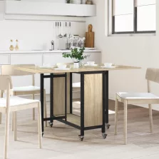   vidaXL Összecsukható étkezőasztal görgőkkel 130 x 80 x 76,5 cm acél PB