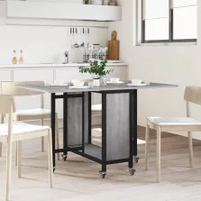   vidaXL Összecsukható étkezőasztal görgőkkel 130 x 80 x 76,5 cm acél PB