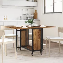   vidaXL Összecsukható étkezőasztal görgőkkel 130 x 80 x 76,5 cm acél PB