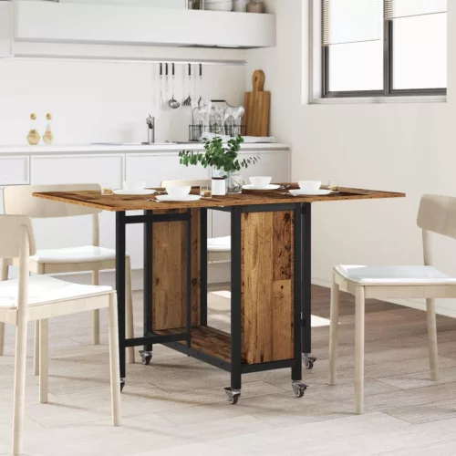 vidaXL Összecsukható étkezőasztal görgőkkel 130 x 80 x 76,5 cm acél PB