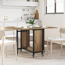   vidaXL Összecsukható étkezőasztal görgőkkel 130 x 80 x 76,5 cm acél PB
