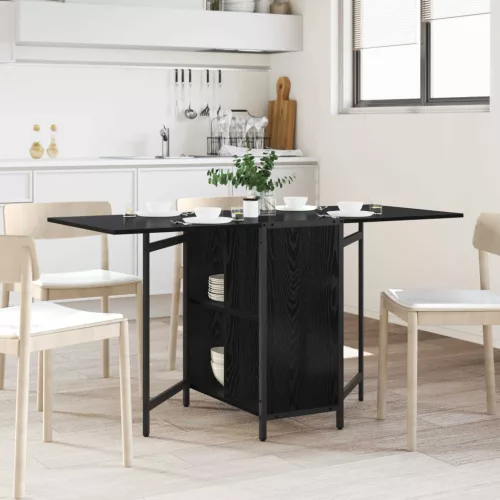 vidaXL Étkezőasztal 144 x 60 x 75 cm Szerelt Fa Fekete Tölgy