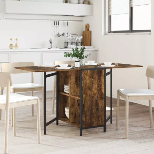 vidaXL Étkezőasztal 144 x 60 x 75 cm Szerelt Fa Füstös Tölgy