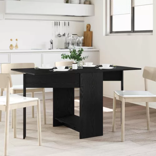 vidaXL Étkezőasztal 138 x 70 x 73,5 cm Szerelt Fa Fekete Tölgy