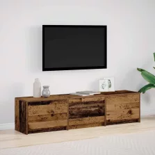   vidaXL TV szekrény leddel fiókkal Öreg fa 165 x 34 x 40 cm Faanyag
