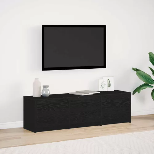 vidaXL TV szekrény leddel Fekete tölgy 140 x 34 x 40 cm Faanyag