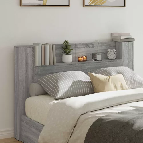 vidaXL LED-es Fejtámla Szekrény Szürke Sonoma 160 x 16,5 x 103,5 cm