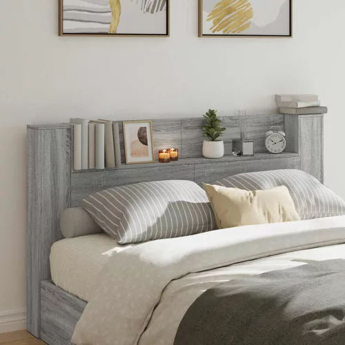 vidaXL LED-es Fejtámla Szekrény Szürke Sonoma 180 x 16,5 x 103,5 cm
