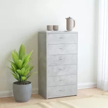   vidaXL 6-fiókos betonszürke szerelt fa tálalószekrény 50 x 34 x 96 cm