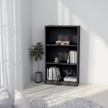   vidaXL 3 szintes szürke szerelt fa könyvszekrény 60 x 24 x 109 cm