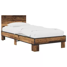 vidaXL Ágykeret támlával Antik Fa 80 x 200 cm Szerelt Fa