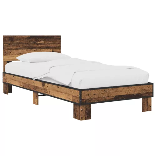 vidaXL Ágykeret támlával Antik Fa 80 x 200 cm Szerelt Fa