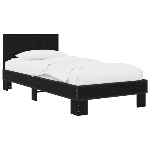 vidaXL Ágykeret támlával Fekete Tölgy 80 x 200 cm Szerelt Fa