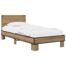   vidaXL Ágykeret támlával Kézműves Tölgy 80 x 200 cm Szerelt Fa