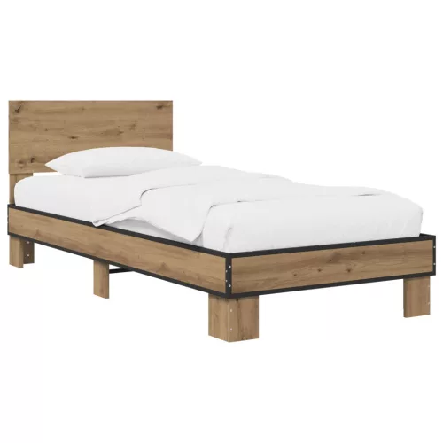 vidaXL Ágykeret támlával Kézműves Tölgy 80 x 200 cm Szerelt Fa