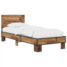 vidaXL Ágykeret támlával Antik Fa 80 x 200 cm Szerelt Fa