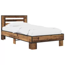 vidaXL Ágykeret támlával Antik Fa 80 x 200 cm Szerelt Fa