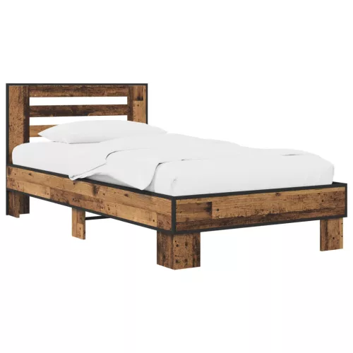 vidaXL Ágykeret támlával Antik Fa 80 x 200 cm Szerelt Fa