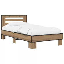   vidaXL Ágykeret támlával Kézműves Tölgy 80 x 200 cm Szerelt Fa