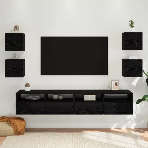 vidaXL Fali TV Szekrény 4 pcs Fekete Tölgy 30,5 x 30 x 30 cm
