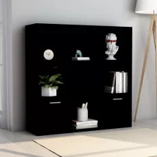 vidaXL fekete szerelt fa könyvszekrény 98 x 30 x 98 cm