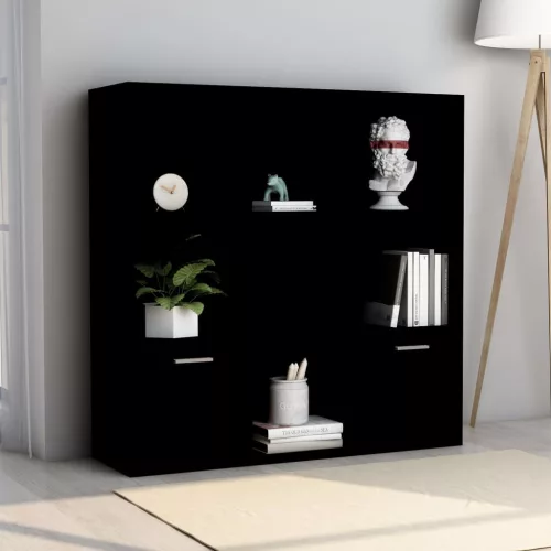 vidaXL fekete szerelt fa könyvszekrény 98 x 30 x 98 cm