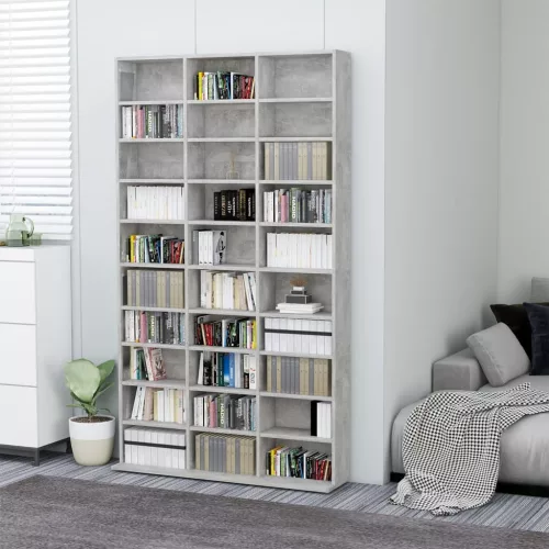 vidaXL betonszürke szerelt fa CD-szekrény 102 x 16 x 177,5 cm