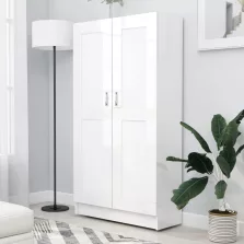   vidaXL magasfényű fehér szerelt fa könyvszekrény 82,5 x 30,5 x 150 cm