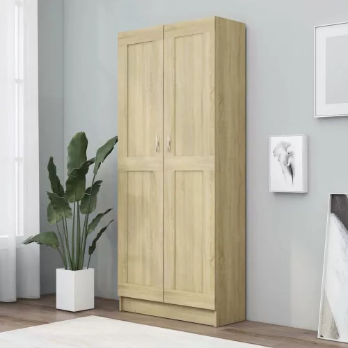 vidaXL sonoma tölgy színű szerelt fa könyvszekrény 82,5x30,5x185,5 cm