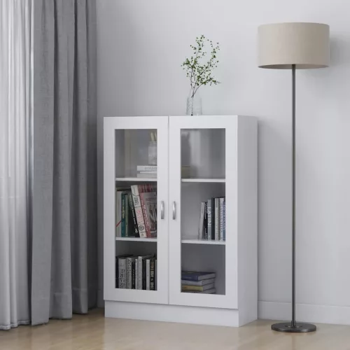vidaXL fehér szerelt fa vitrinszekrény 82,5 x 30,5 x 115 cm
