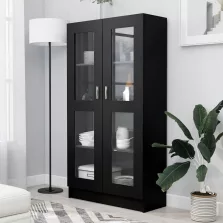   vidaXL fekete szerelt fa vitrinszekrény 82,5 x 30,5 x 150 cm