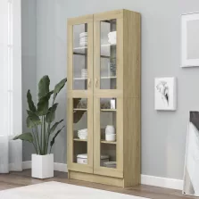   vidaXL sonoma tölgy színű szerelt fa vitrinszekrény 82,5x30,5x185,5 cm