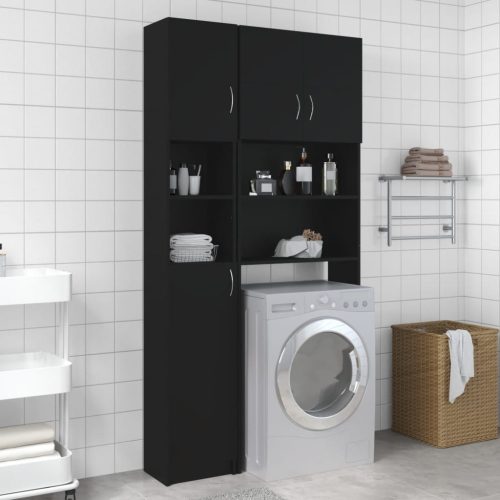 vidaXL fekete forgácslap fürdőszobaszekrény 32 x 25,5 x 190 cm