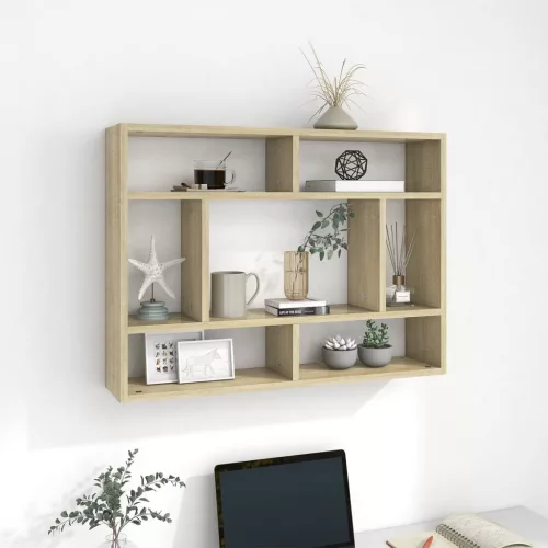 vidaXL sonoma tölgy szerelt fa fali polc 75 x 16 x 55 cm