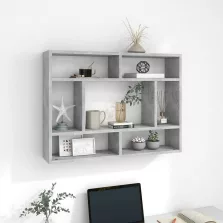 vidaXL betonszürke szerelt fa fali polc 75 x 16 x 55 cm