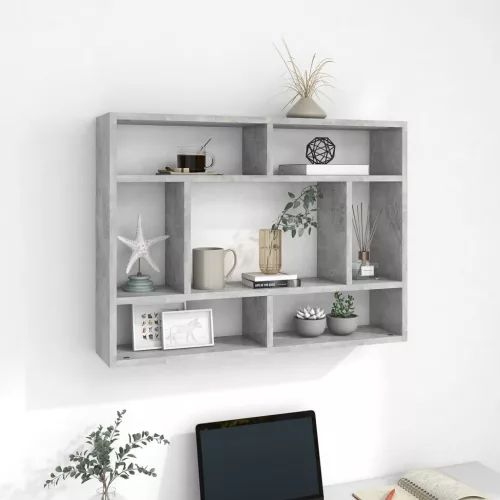 vidaXL betonszürke szerelt fa fali polc 75 x 16 x 55 cm