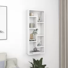 vidaXL fehér szerelt fa fali polc 36 x 16 x 90 cm
