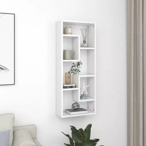 vidaXL fehér szerelt fa fali polc 36 x 16 x 90 cm