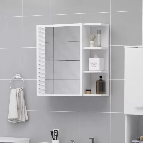 vidaXL fehér szerelt fa tükrös fürdőszoba szekrény 62,5 x 20,5 x 64 cm