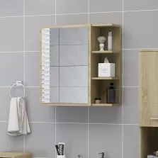   vidaXL sonoma tölgy szerelt fa tükrös fürdőszoba szekrény