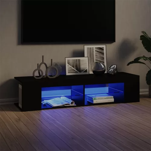 vidaXL fekete TV-szekrény LED-lámpákkal 135 x 39 x 30 cm