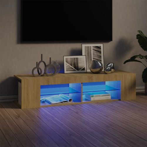 vidaXL sonoma-tölgy színű TV-szekrény LED-lámpákkal 135 x 39 x 30 cm