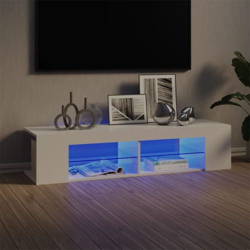 vidaXL magasfényű fehér TV-szekrény LED-lámpákkal 135 x 39 x 30 cm