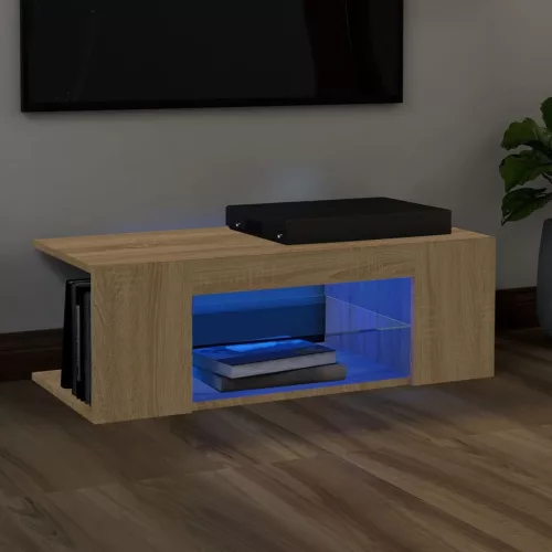 vidaXL sonoma tölgy színű TV-szekrény LED lámpákkal 90 x 39 x 30 cm