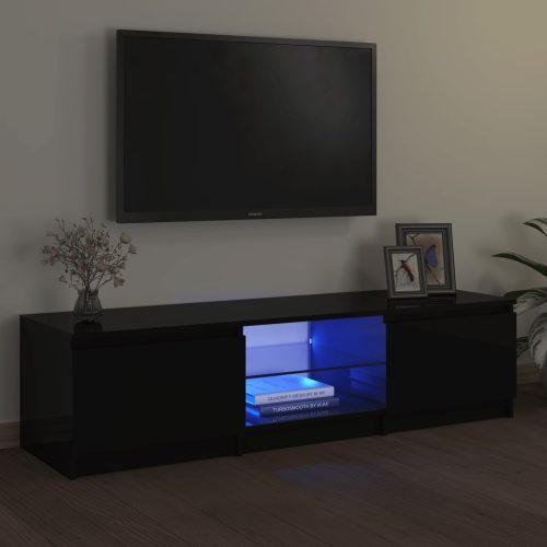 vidaXL fekete TV-szekrény LED lámpákkal 140 x 40 x 35,5 cm