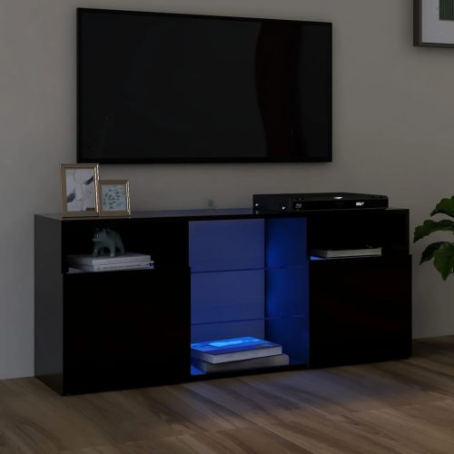 vidaXL fekete TV-szekrény LED-lámpákkal 120 x 30 x 50 cm