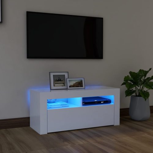 vidaXL fehér TV-szekrény LED-lámpákkal 90 x 35 x 40 cm