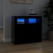   vidaXL fekete tálalószekrény LED-világítással 80 x 35 x 75 cm